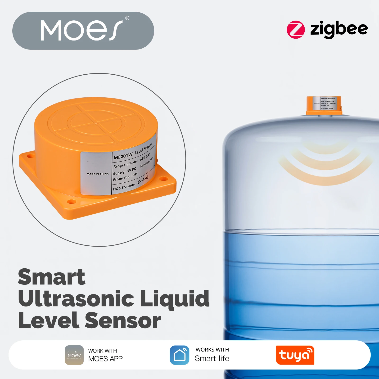 MOES Tuya WiFi/Zigbee Smart Ultrasonic Liquid Level Sensor Water Tank Monitor With RealTime Alarm Notification APP RemoteControl
MOES Tuya WiFi/Zigbee Smart Ultrasonic Liquid Level Sensor Water Tank Monitor With RealTime Alarm Notification APP RemoteControl