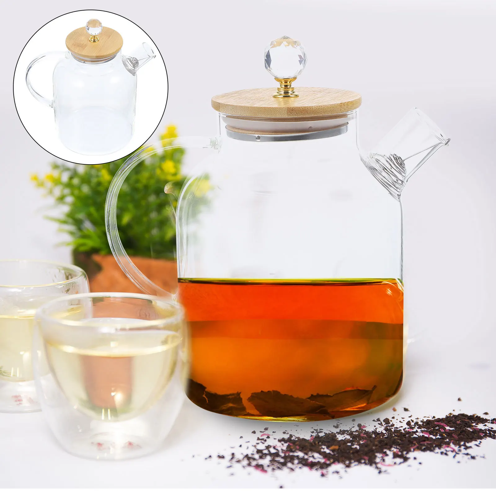 Glass Tea Kettle Clear Transparent Water Pot Bamboo Lid Stainless Steel Glass Teapot for Everyday Tea Brewing Home
Glass Tea Kettle Clear Transparent Water Pot Bamboo Lid Stainless Steel Glass Teapot for Everyday Tea Brewing Home