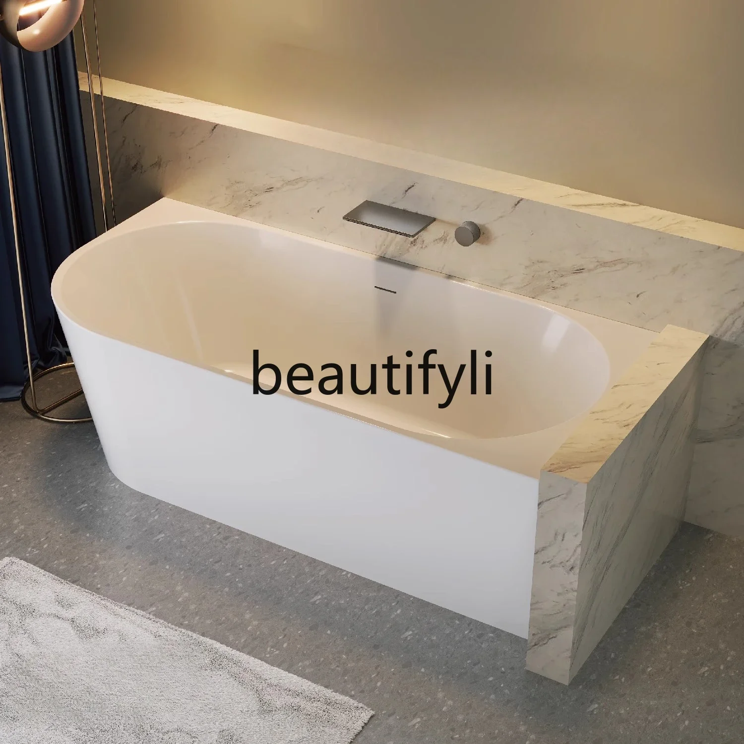 Acrylic bathtub household independent bed and breakfast hotel small apartment against the wall left and right skirt fan bath
Acrylic bathtub household independent bed and breakfast hotel small apartment against the wall left and right skirt fan bath