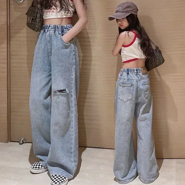 Spring Autumn Loose Vintage Straight Retro Pants Fashion Teenage Kids Trousers Hole Wide Leg Jeans for Girls 5 6 8 9 11 12 Years
Spring Autumn Loose Vintage Straight Retro Pants Fashion Teenage Kids Trousers Hole Wide Leg Jeans for Girls 5 6 8 9 11 12 Years
