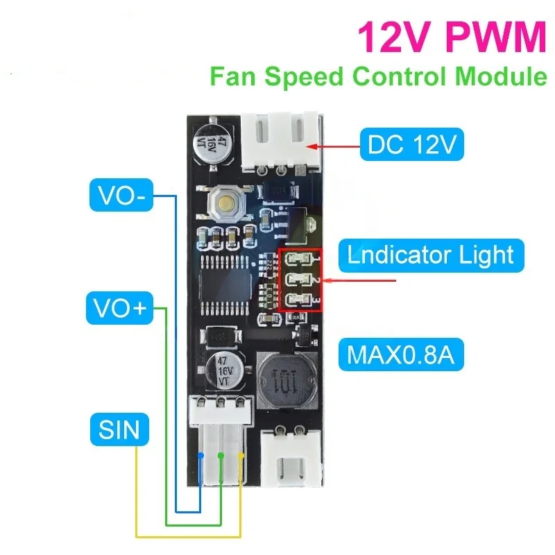 Single 12V 0.8A DC PWM 2-3 Wire Fan Temperature Control Speed Controller Chassis Computer Noise Reduction Module NTC B 50K 3950
Single 12V 0.8A DC PWM 2-3 Wire Fan Temperature Control Speed Controller Chassis Computer Noise Reduction Module NTC B 50K 3950