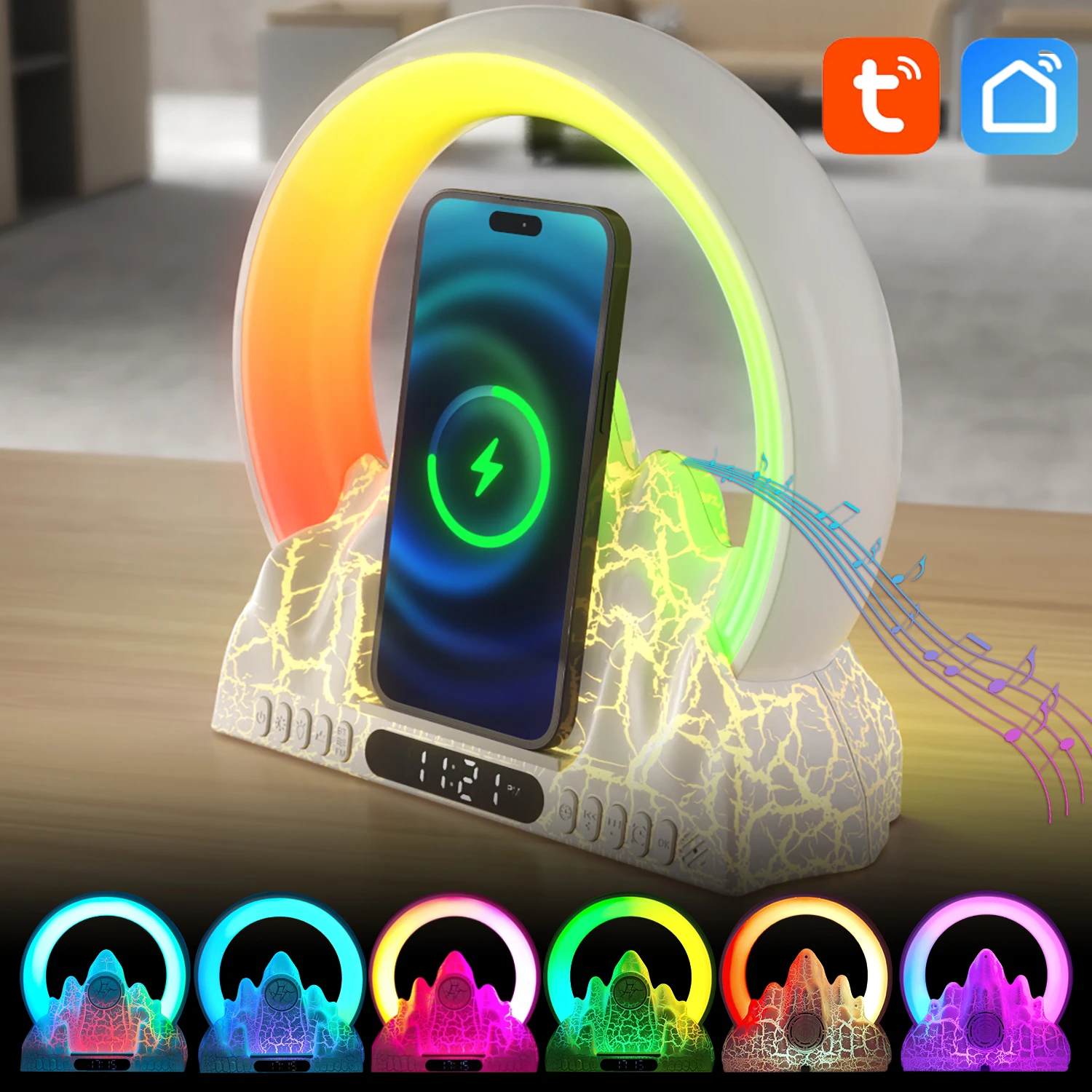 Tuya Table Clock Multi-function Alarm Clock with RGB Light 15W Wireless Charger BLE Speaker Smart Life APP New Year's Gift Child
Tuya Table Clock Multi-function Alarm Clock with RGB Light 15W Wireless Charger BLE Speaker Smart Life APP New Year's Gift Child
