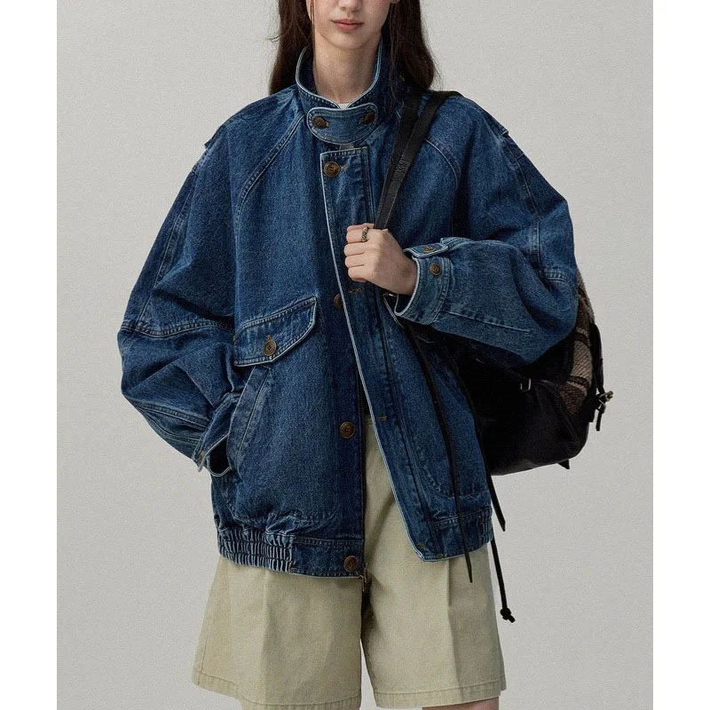 Women's Denim Jacket 2026 Spring Autumn Nordic Vintage Jacket Textured Denim Stand Collar Slim Fit Stylish Pilot Coat
Women's Denim Jacket 2026 Spring Autumn Nordic Vintage Jacket Textured Denim Stand Collar Slim Fit Stylish Pilot Coat