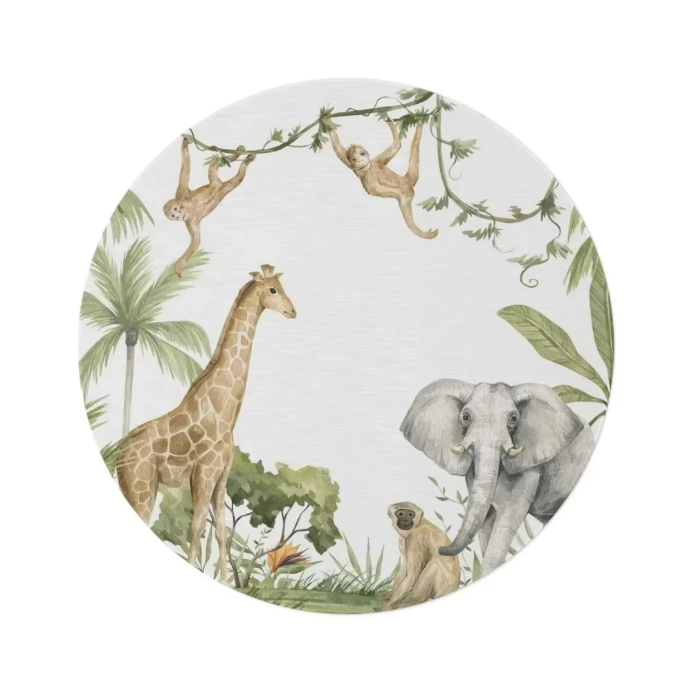 Round Rug for Kids Room, Giraffe Elephant Lion Design, Non-Slip Floor Mat for Bedroom or Playroom
Round Rug for Kids Room, Giraffe Elephant Lion Design, Non-Slip Floor Mat for Bedroom or Playroom