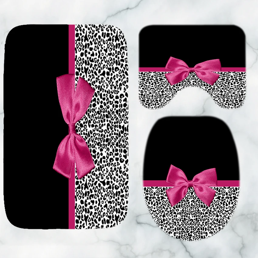 Black Bow Leopard Cheetah Animal Print Bath Rug Set for Bathroom Mats Rug Carpet NonSlip Floor Toilet Bathroom Accessories Decor
Black Bow Leopard Cheetah Animal Print Bath Rug Set for Bathroom Mats Rug Carpet NonSlip Floor Toilet Bathroom Accessories Decor