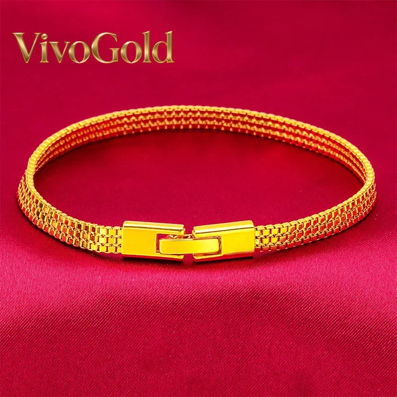 Браслет VivoGold Flat Bracelet для женщин, 24-каратное золото, AU999 | Рельефные полосы с мелкими стразами, нежный шик для работы.
Браслет VivoGold Flat Bracelet для женщин, 24-каратное золото, AU999 | Рельефные полосы с мелкими стразами, нежный шик для работы.
