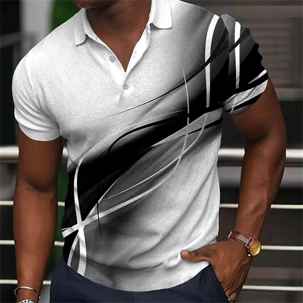 Fashion Men'S Polo Shirt Gradient Line Summer Short Sleeve TShirts Casual Daily Lapel Tops Tees Striped T Shirt For Man Clothing
Fashion Men'S Polo Shirt Gradient Line Summer Short Sleeve TShirts Casual Daily Lapel Tops Tees Striped T Shirt For Man Clothing