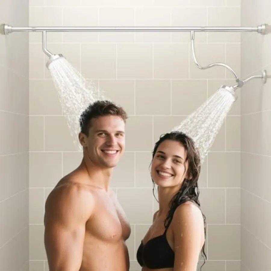 Dual shower head system for couples: chrome-finished, high-pressure segmented design for two people, spa-like experience, ideal
Dual shower head system for couples: chrome-finished, high-pressure segmented design for two people, spa-like experience, ideal