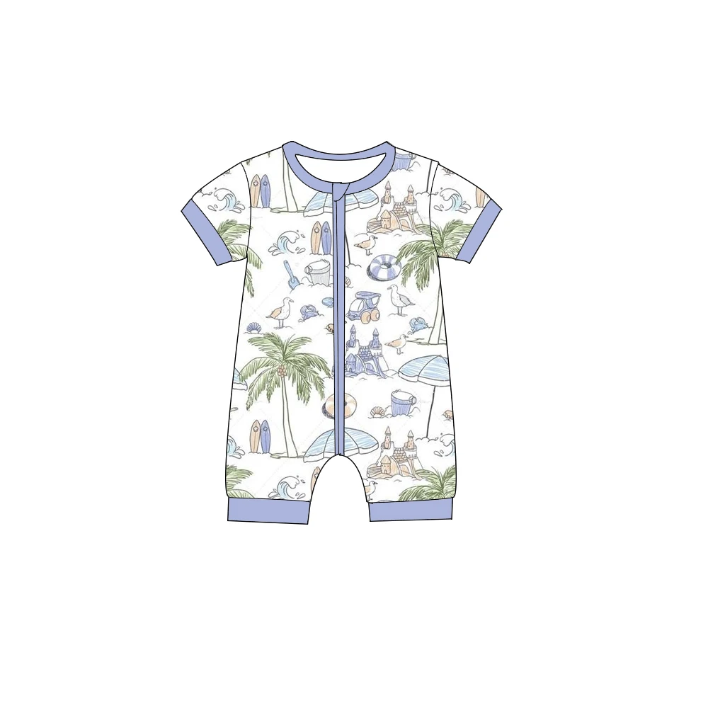 Boutique kid's rompers Crew neck short sleeve shorts zipper Beach series print Custom and wholesale
Boutique kid's rompers Crew neck short sleeve shorts zipper Beach series print Custom and wholesale