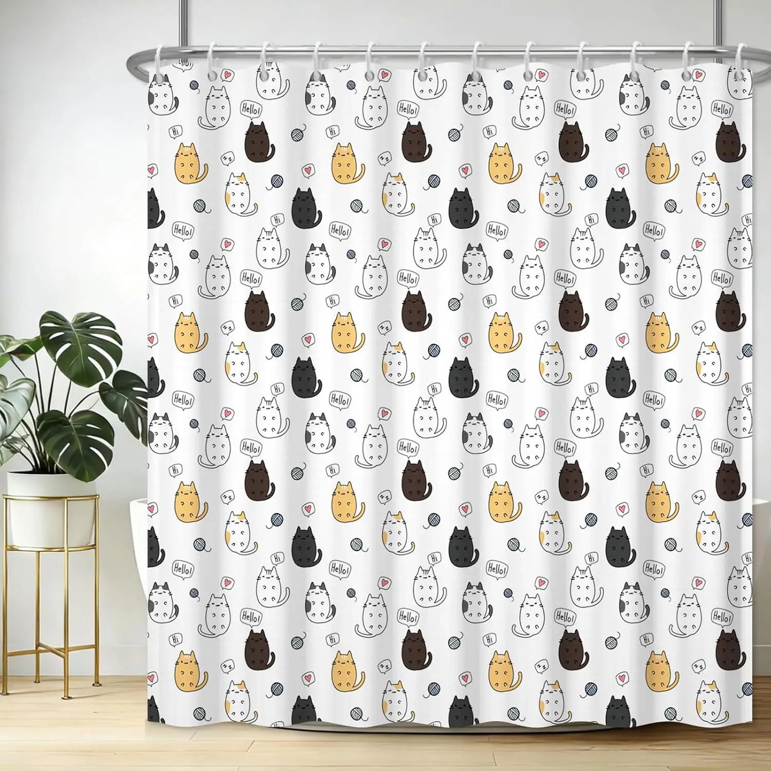 Cartoon Cat Shower Curtain with Hooks,Funny Cat Lover Fabric Pattern Waterproof,Kids Cartoon Animal Hilarious for Bathroom Decor
Cartoon Cat Shower Curtain with Hooks,Funny Cat Lover Fabric Pattern Waterproof,Kids Cartoon Animal Hilarious for Bathroom Decor
