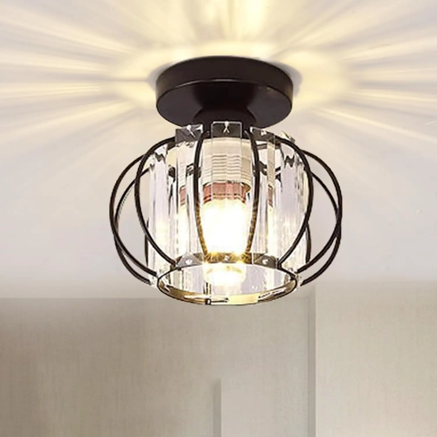 Crystals E27 Ceiling Light Fixtures Chandelier, Small Black Semi Flush Mount Ceiling Light Fitting for Hallway Entrance Kitchen
Crystals E27 Ceiling Light Fixtures Chandelier, Small Black Semi Flush Mount Ceiling Light Fitting for Hallway Entrance Kitchen