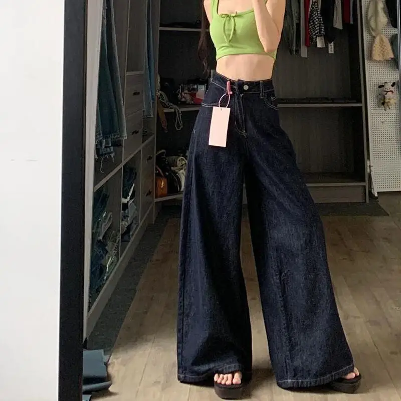 Women's Clothing Jeans Street Trendy European American Style Dark Blue Loose Wide Leg Leisure Women's Pants
Women's Clothing Jeans Street Trendy European American Style Dark Blue Loose Wide Leg Leisure Women's Pants