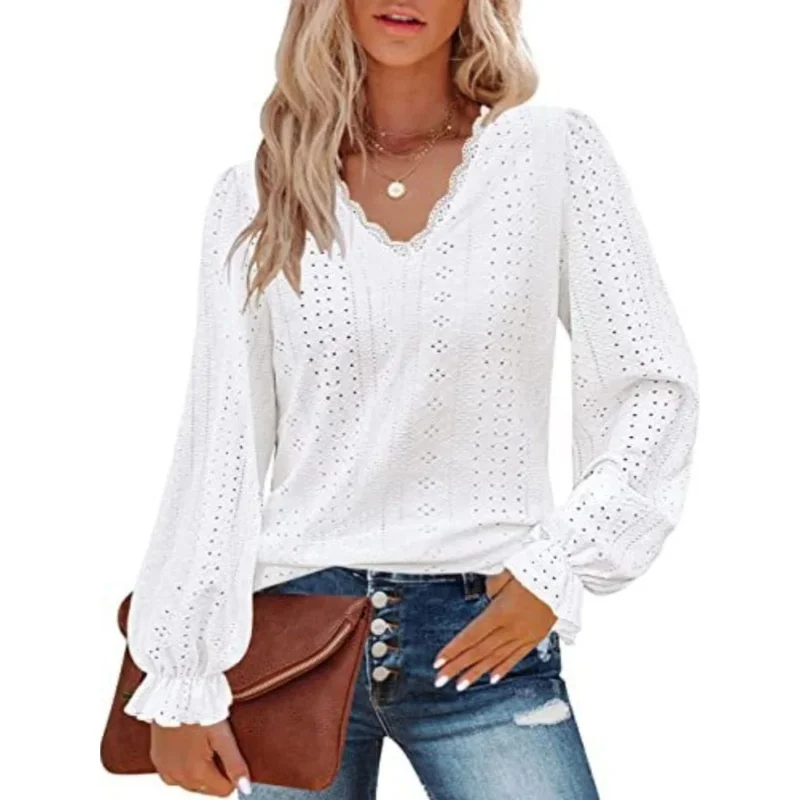 Women's V-ne Hollow Pleated irt Svel Street Sle Slim Fit Regular Length Faionable T-irt for Ladies
Women's V-ne Hollow Pleated irt Svel Street Sle Slim Fit Regular Length Faionable T-irt for Ladies