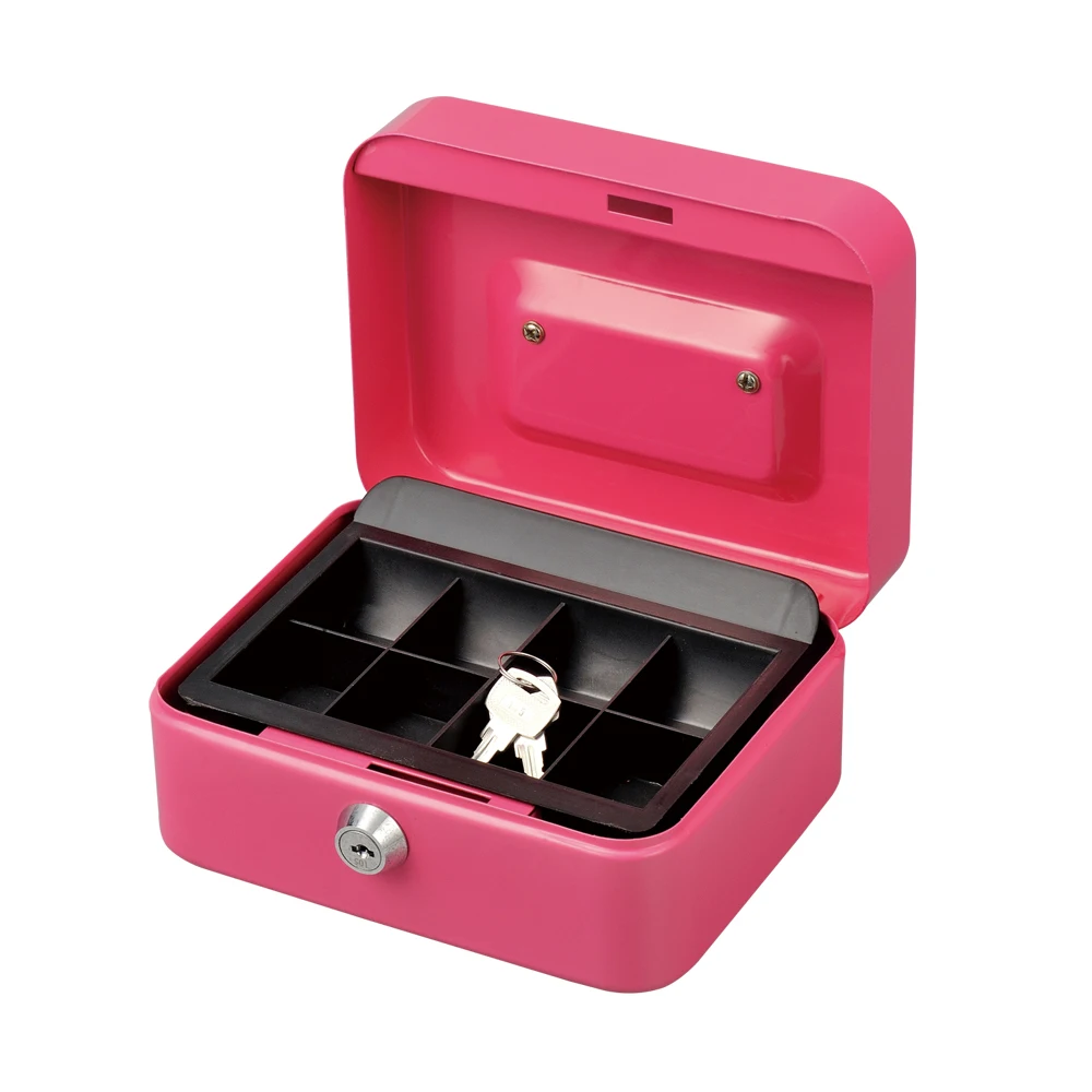 High-quality 6-inch metal cash box with key lock for storing coins and banknotes
High-quality 6-inch metal cash box with key lock for storing coins and banknotes
