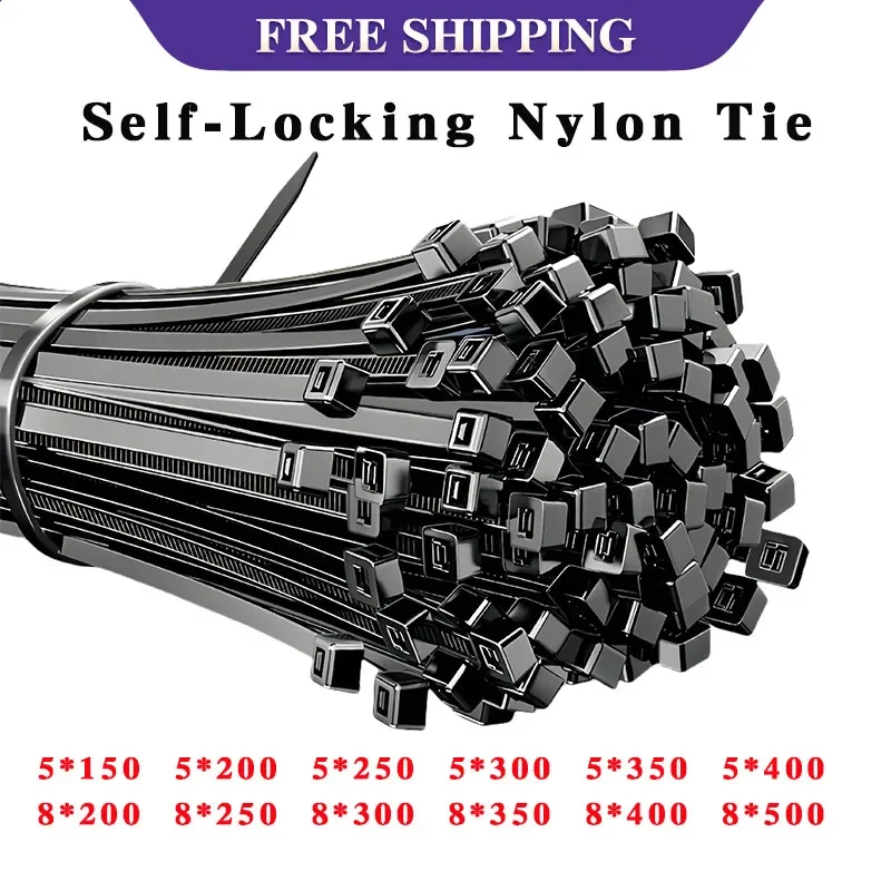 Self-locking Nylon Cable Black Ties 5x250mm Straps Fastening Loop Reusable Plastic Wire Ties Adjustable Cables Ties 5x200mm
Self-locking Nylon Cable Black Ties 5x250mm Straps Fastening Loop Reusable Plastic Wire Ties Adjustable Cables Ties 5x200mm