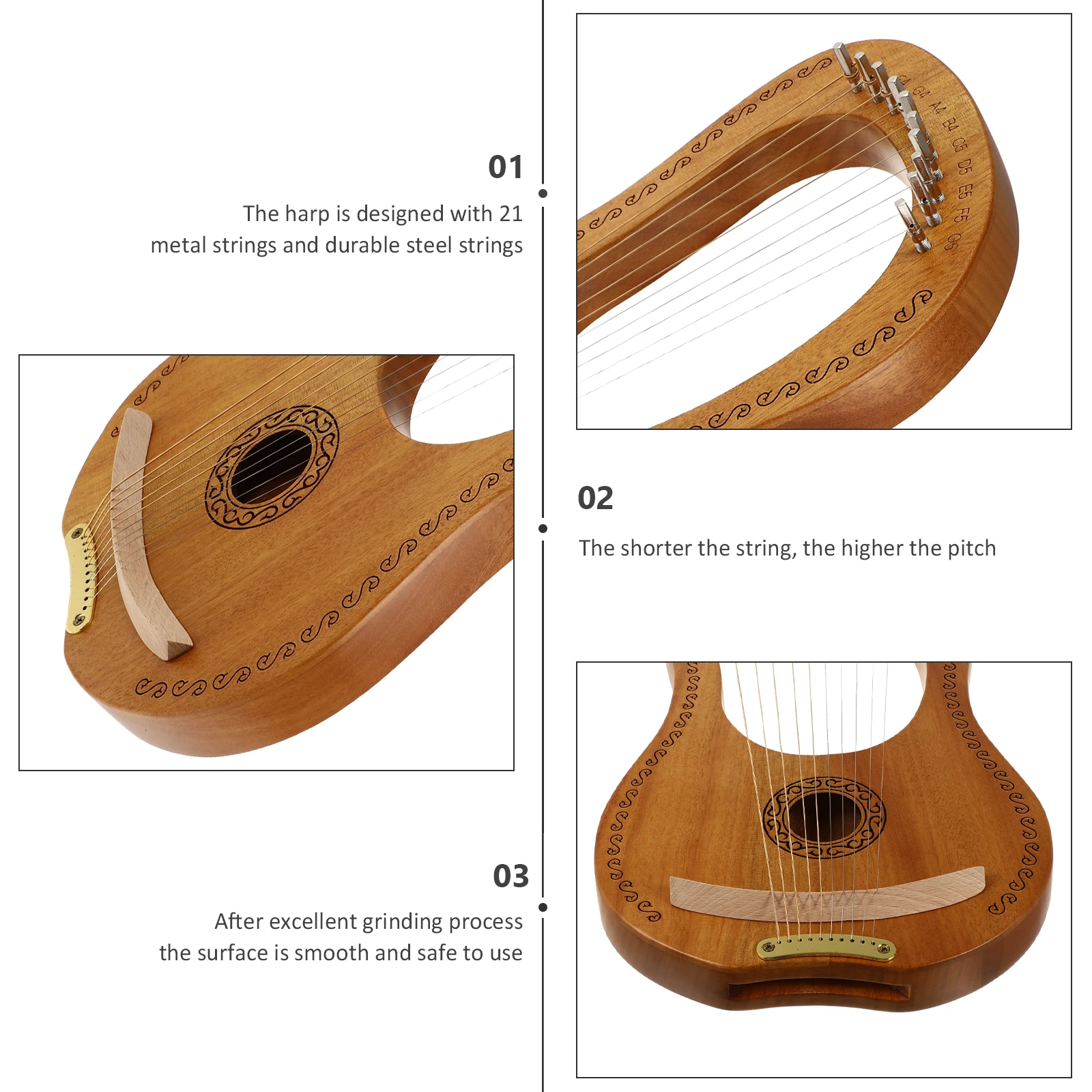 1 set 1 Set 10 String Wooden Lyre Harp Retro Solid Wood Ancient Style Handheld Musical Instrument With Extra Strings Picks
1 set 1 Set 10 String Wooden Lyre Harp Retro Solid Wood Ancient Style Handheld Musical Instrument With Extra Strings Picks
