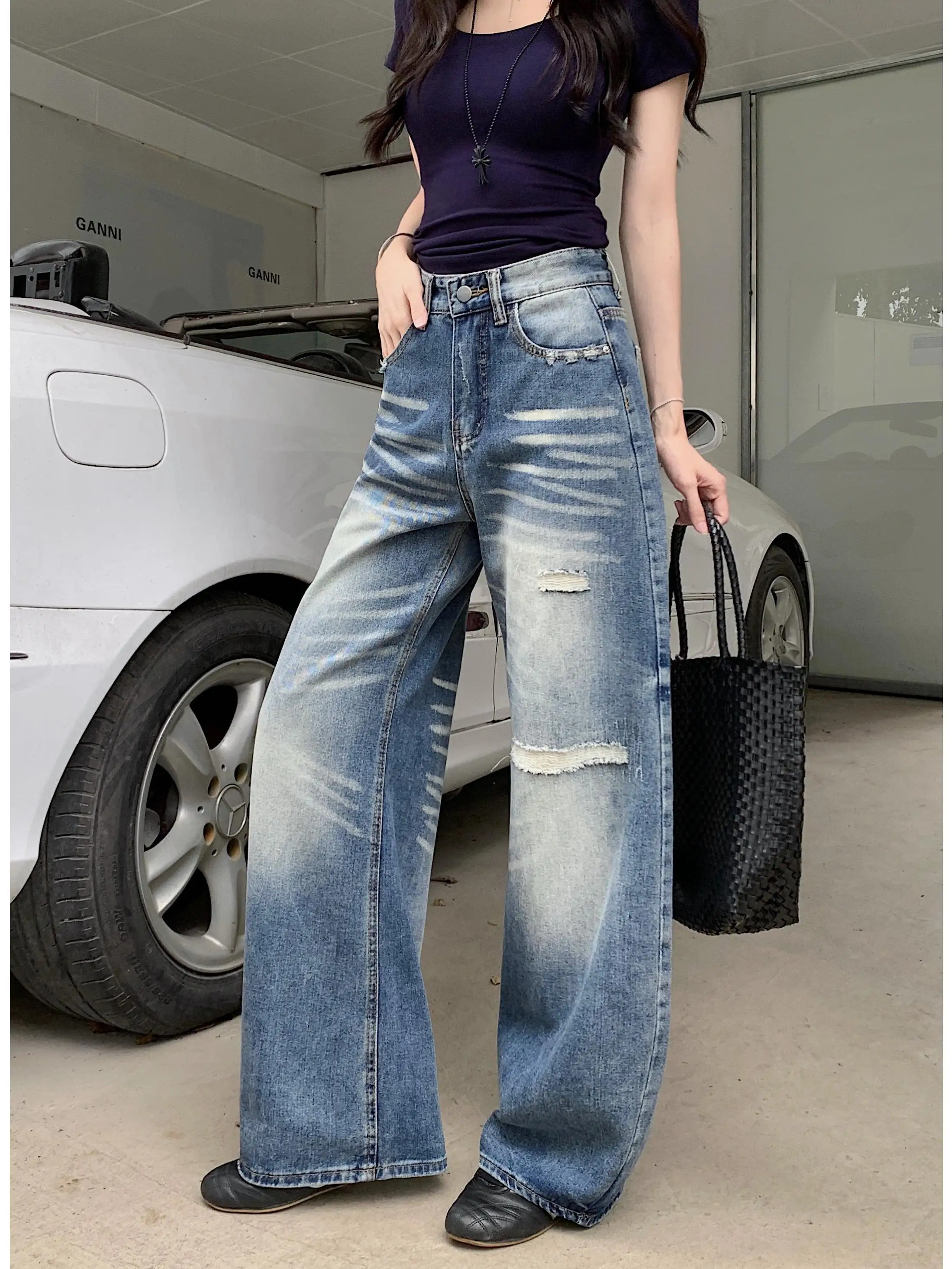 Retro Washed Patchwork Hole Denim Jeans Women Summer New High Waist Loose Wide Leg American Knife Long Pants Casual Commute S...
Retro Washed Patchwork Hole Denim Jeans Women Summer New High Waist Loose Wide Leg American Knife Long Pants Casual Commute S...