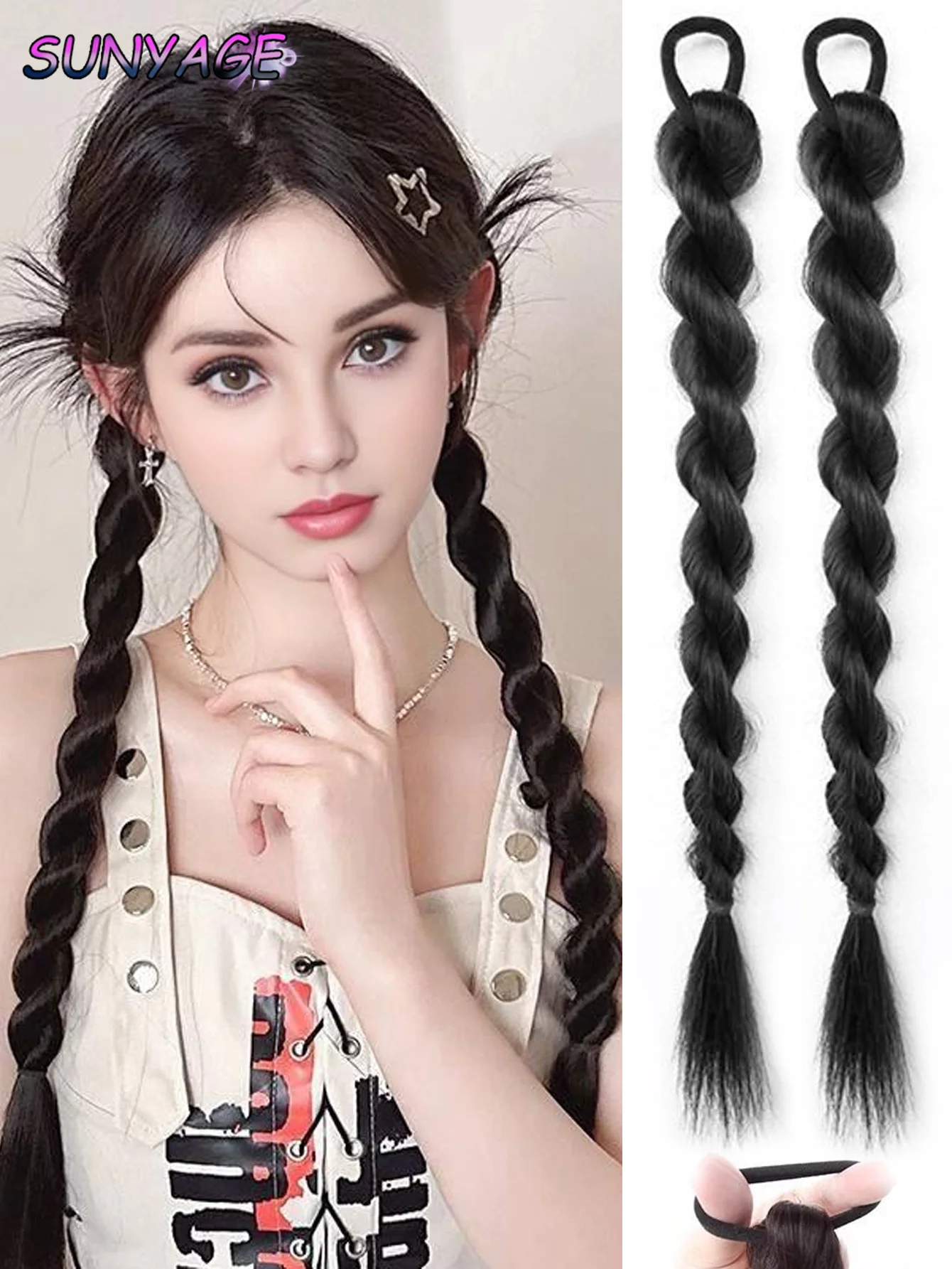 SUNYAGE Synthetic 18 Inch Long Ponytail Elastic Band Pair up twisted braids Braided Ponytail For Women Girls Black Brown
SUNYAGE Synthetic 18 Inch Long Ponytail Elastic Band Pair up twisted braids Braided Ponytail For Women Girls Black Brown