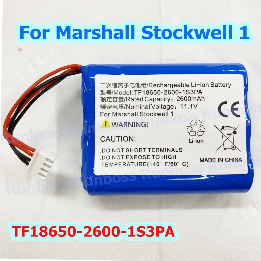 2600mAh 11.10V Li-ion Battery for Marshall Stockwell fits Marshall TF18650-2600-1S3PA Speaker Batteries
2600mAh 11.10V Li-ion Battery for Marshall Stockwell fits Marshall TF18650-2600-1S3PA Speaker Batteries
