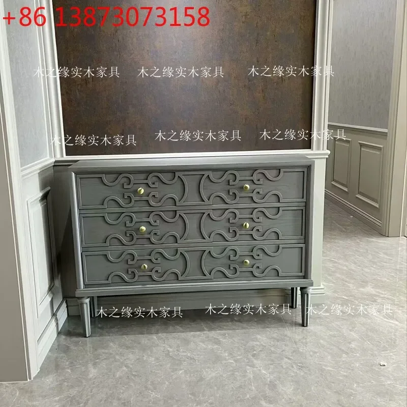 American solid wood retro ash wood premium gray entrance cabinet
American solid wood retro ash wood premium gray entrance cabinet