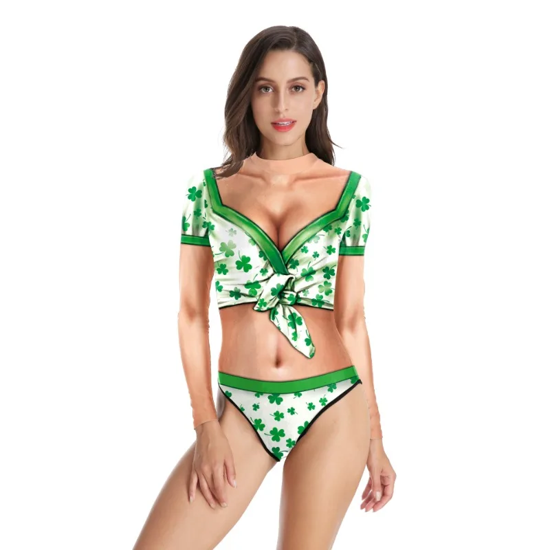 One Piece Swimsuit Women Irish St. Patrick's Day Green 3D Digital Printed Women Long Sleeve Swimwear High Neck Slimming Suit
One Piece Swimsuit Women Irish St. Patrick's Day Green 3D Digital Printed Women Long Sleeve Swimwear High Neck Slimming Suit