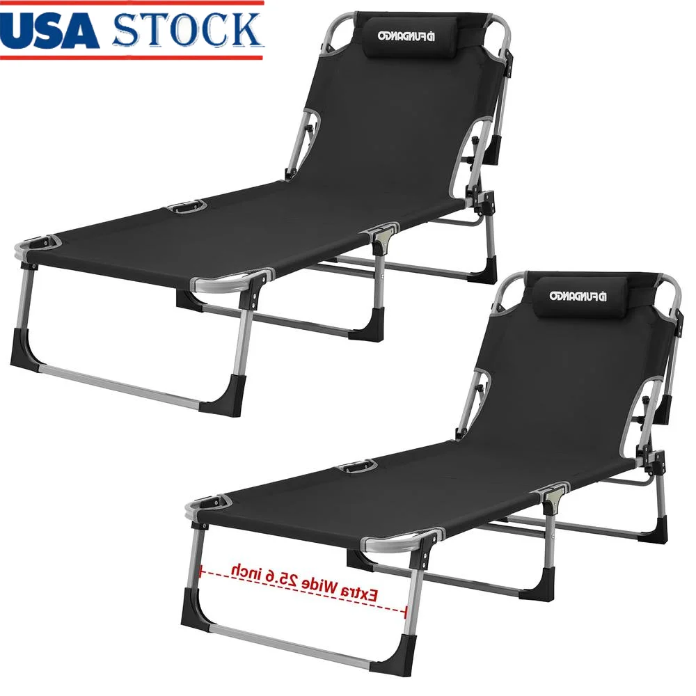 Adjustable Folding Chaise Lounge Chair Sunbathing Beach Pool Camping 5-Position Recliner with Pillow Heavy Duty Steel Frame
Adjustable Folding Chaise Lounge Chair Sunbathing Beach Pool Camping 5-Position Recliner with Pillow Heavy Duty Steel Frame