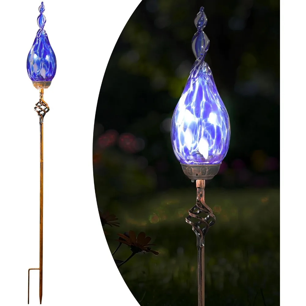 Solar Garden Lights, Decorative LED Flame Garden Stakes, Hand Blown Glass and Outdoor Waterproof Glass Stakes (Dark Blue)
Solar Garden Lights, Decorative LED Flame Garden Stakes, Hand Blown Glass and Outdoor Waterproof Glass Stakes (Dark Blue)