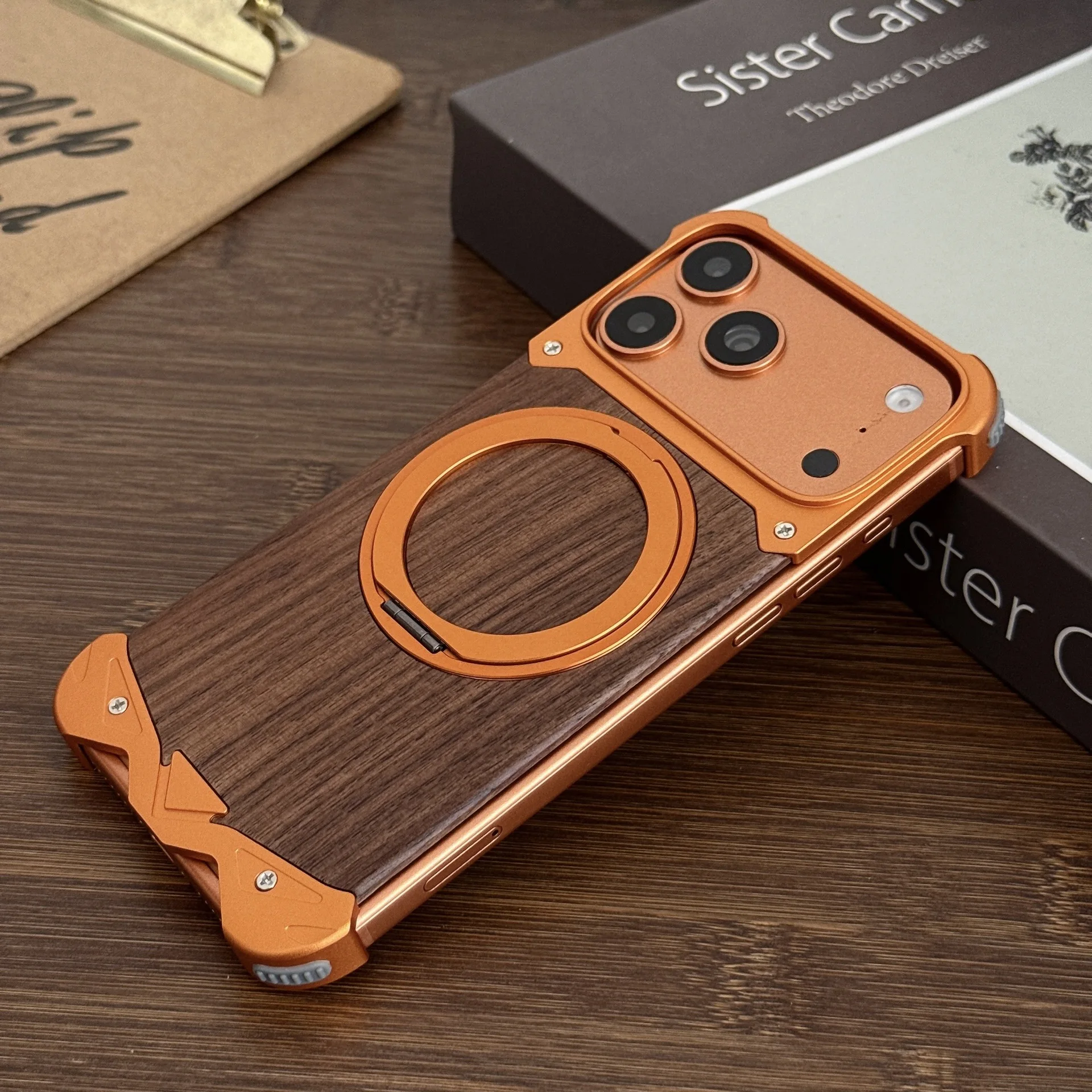 Magnetic Alloy Wood Case for iPhone 17 16 15 14 Pro Max Cover Real Walnut Back Mag-safe Stand Holder Shockproof Aircushion Shell
Magnetic Alloy Wood Case for iPhone 17 16 15 14 Pro Max Cover Real Walnut Back Mag-safe Stand Holder Shockproof Aircushion Shell