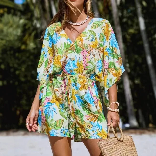 Summer 2025 Women's Casual Cross-Border New V-neck Print Belted Flared Pants High Waist Nine-point Polyester Blend Tracksuit
Summer 2025 Women's Casual Cross-Border New V-neck Print Belted Flared Pants High Waist Nine-point Polyester Blend Tracksuit