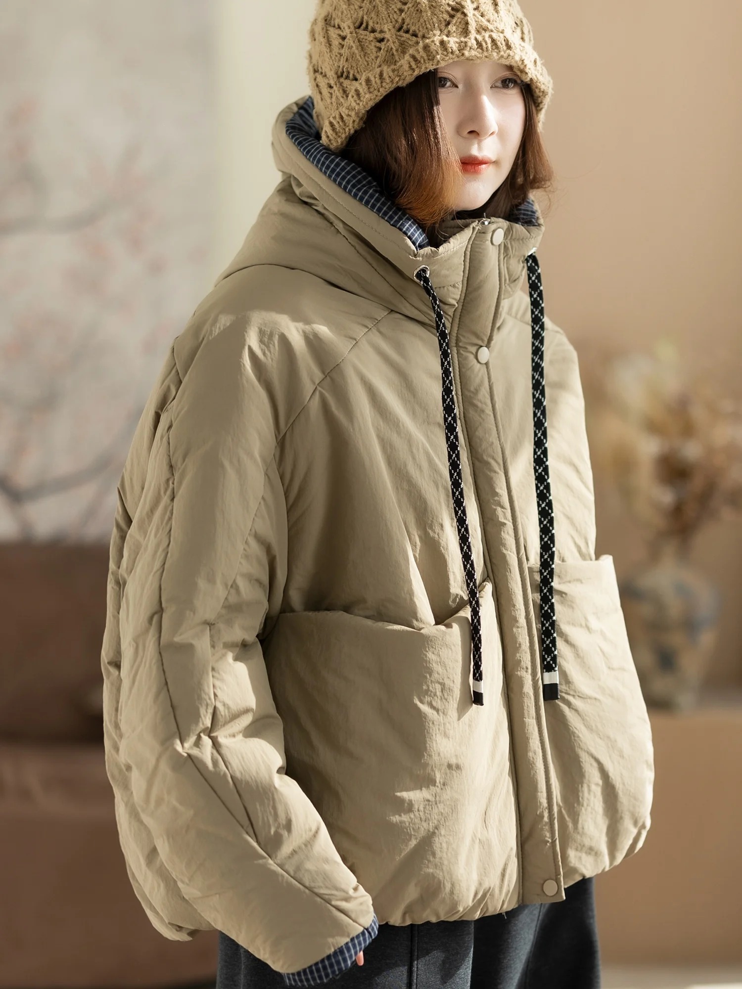 K Women's Thiened Cotton Jaet Hooded Loose Warm Winter Clothes Faionable Nylon Fabric Polyester Fiber Fill Long Sve
K Women's Thiened Cotton Jaet Hooded Loose Warm Winter Clothes Faionable Nylon Fabric Polyester Fiber Fill Long Sve