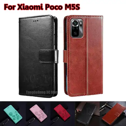 чехол на Poco M5S Case Luxury Wallet Case Card Holder Book Stand Flip Phone Cover For Carcasas Xiaomi Poco M5S M5 S M 5S Hoesje