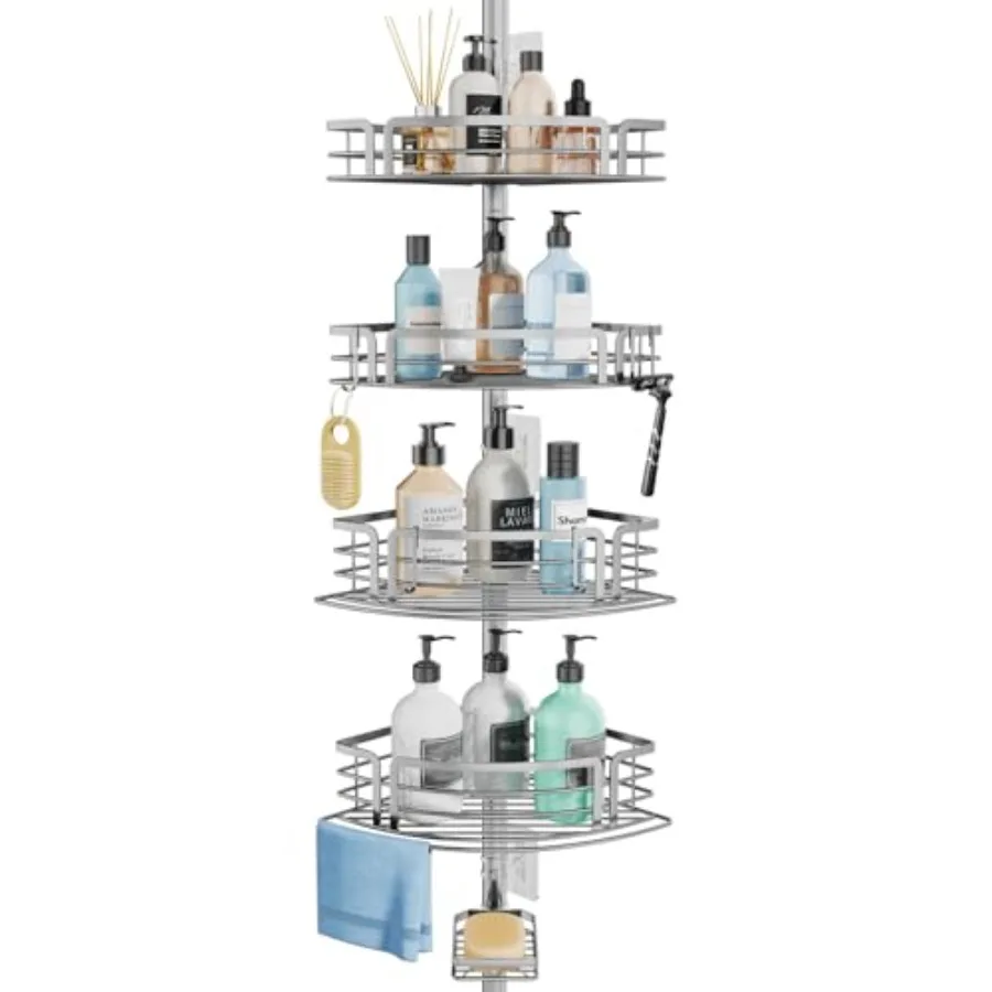 Corner Shower Caddy Tension Pole - Rustproof Shower Shelves with Towel Bar and Soap Holder, Adjustable Bath Organizer for Bathr
Corner Shower Caddy Tension Pole - Rustproof Shower Shelves with Towel Bar and Soap Holder, Adjustable Bath Organizer for Bathr