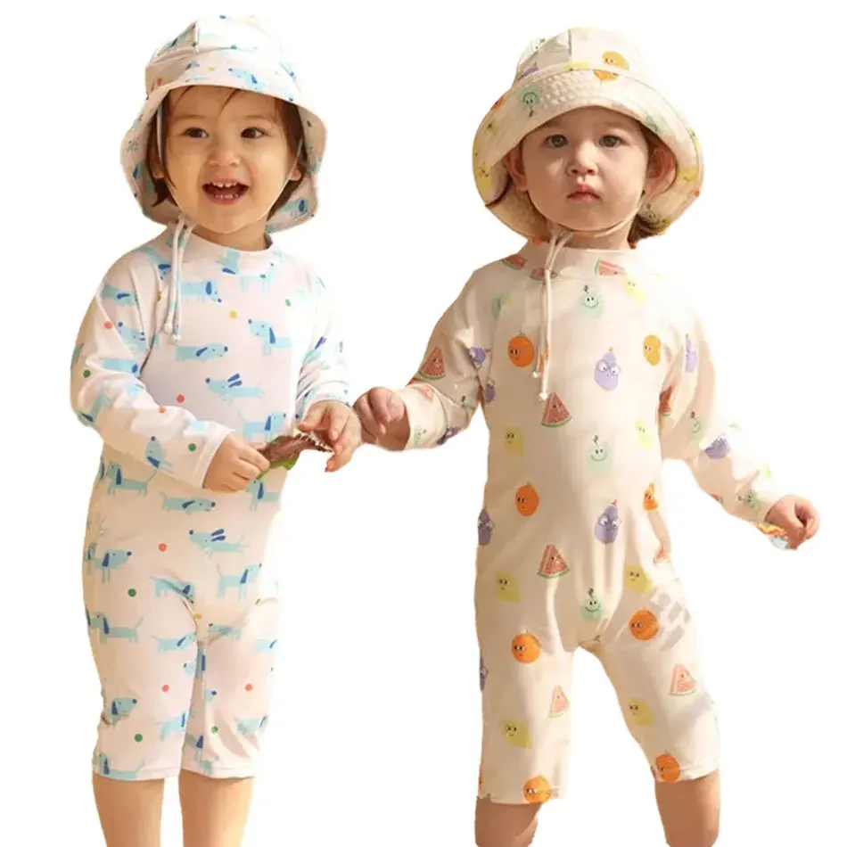 1-7Y Baby Kids Boys Girls One-Piece Swimwear Long Sleeve Rashguard With Sunhat Sun Protection Quick Dry Cartoon Dog Fruit Print
1-7Y Baby Kids Boys Girls One-Piece Swimwear Long Sleeve Rashguard With Sunhat Sun Protection Quick Dry Cartoon Dog Fruit Print