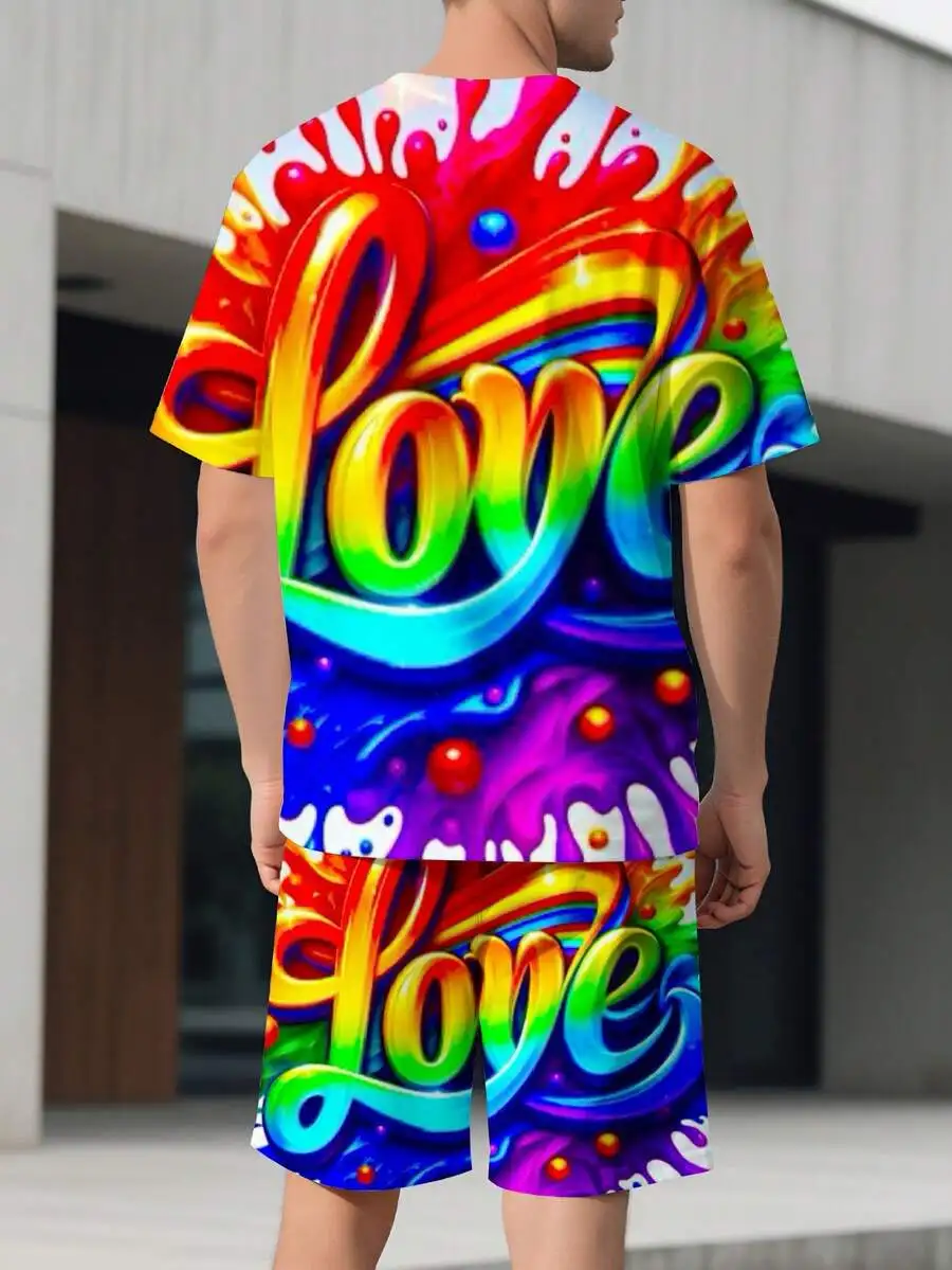 Mens Rainbow Love 3D Print T-Shirt And Shorts Set Casual Summer Outfit
Mens Rainbow Love 3D Print T-Shirt And Shorts Set Casual Summer Outfit