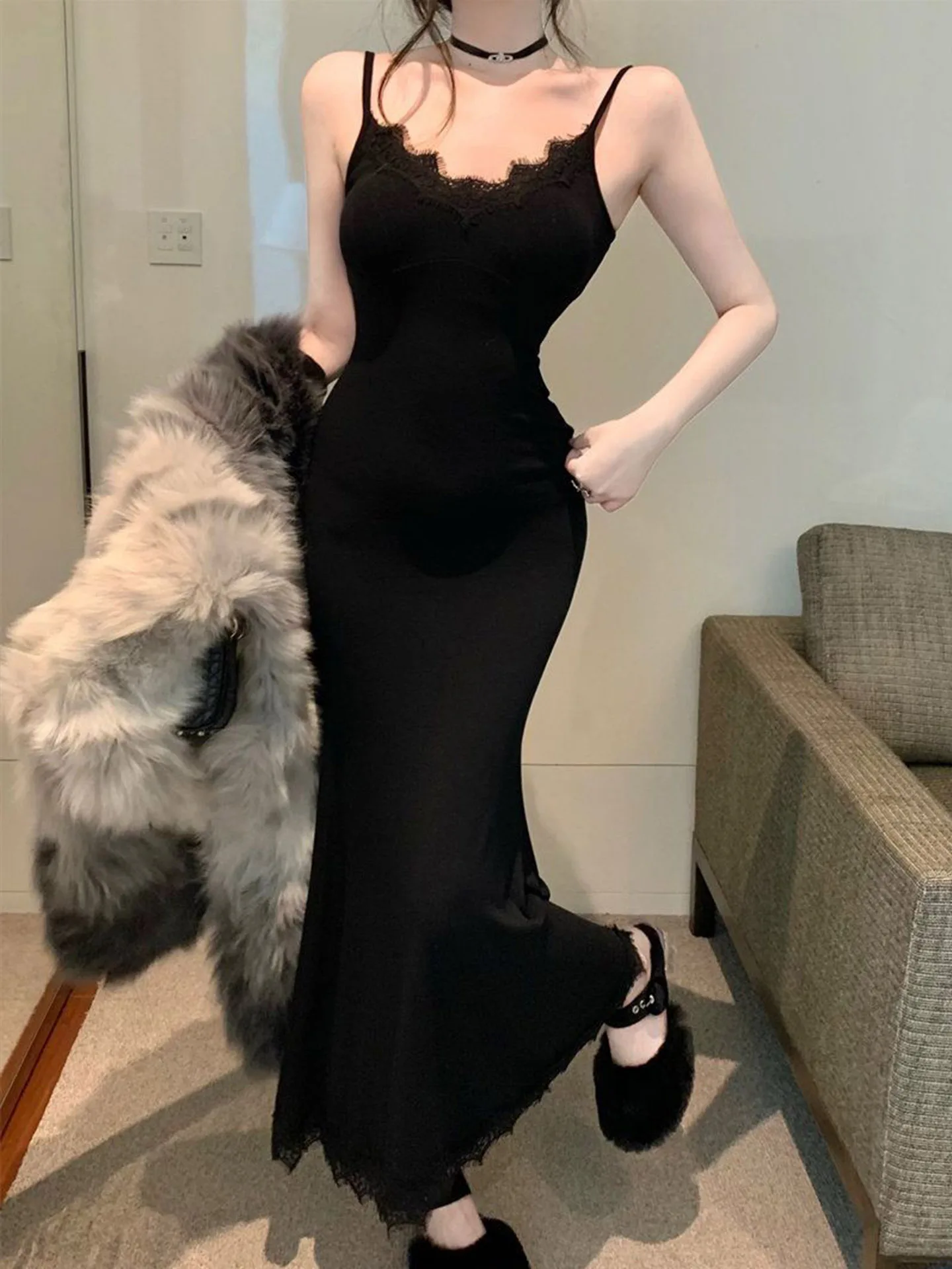 Sexy Strapless Lace Long Dress Women's Summer New Style Waist Cinched V-Neck Slip-On Bodycon Korean Style Casual Wear
Sexy Strapless Lace Long Dress Women's Summer New Style Waist Cinched V-Neck Slip-On Bodycon Korean Style Casual Wear