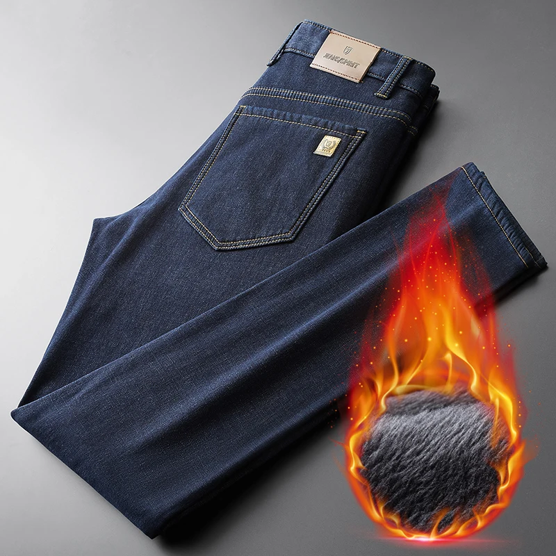 Winter Brand New Fleece Thick Warm Men's Fit Straight Jeans Classic Business Casual Middle High Waist Youth Plus Fleece Trousers
Winter Brand New Fleece Thick Warm Men's Fit Straight Jeans Classic Business Casual Middle High Waist Youth Plus Fleece Trousers