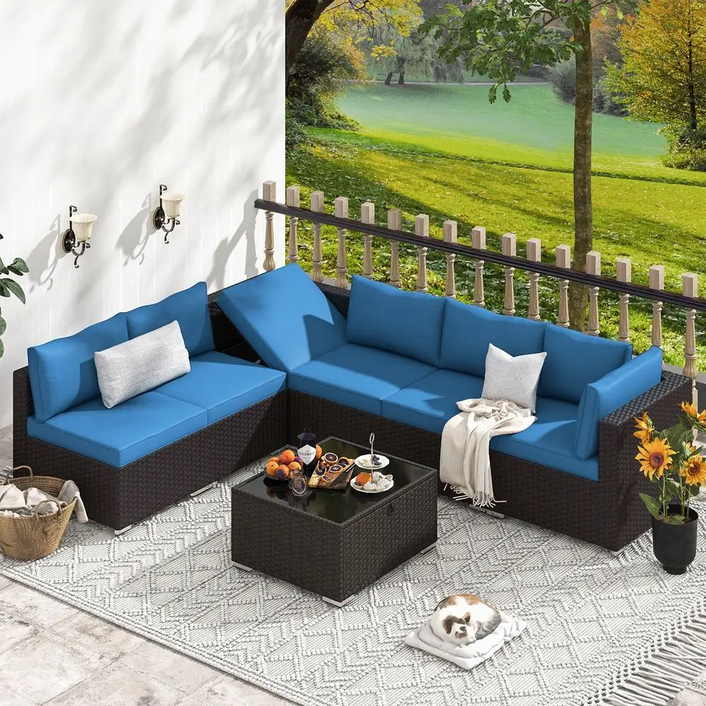 Piece Patio Furniture Set with Adjustable Bracket Wicker Rattan Patio Conversation Sets Outdoor Sectional Sofa Set with Wood Ta
Piece Patio Furniture Set with Adjustable Bracket Wicker Rattan Patio Conversation Sets Outdoor Sectional Sofa Set with Wood Ta