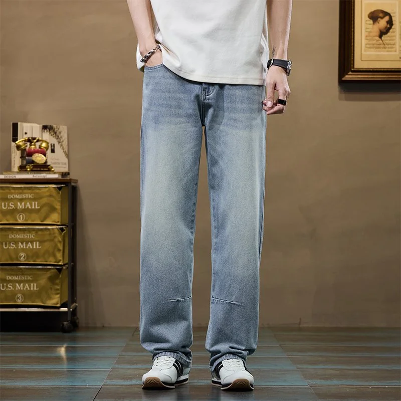 Men's Elastic-Waist Straight Loose Fit Denim Pants - Solid Color Casual Streetwear Jeans with Comfort Stretch
Men's Elastic-Waist Straight Loose Fit Denim Pants - Solid Color Casual Streetwear Jeans with Comfort Stretch
