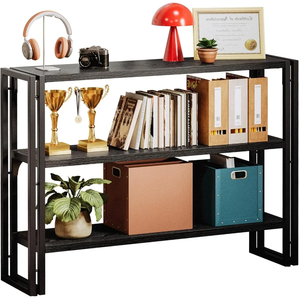 Bookshelf Industrial 3 Shelf Bookcase, Wood Storage Shelf with Metal Frame for Living Room, Black
Bookshelf Industrial 3 Shelf Bookcase, Wood Storage Shelf with Metal Frame for Living Room, Black