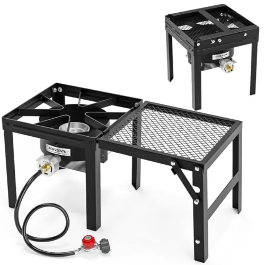 Portable Propane Gas Stove with Detachable Foldable Side Rack Single Burner Camp Stove Cooker for Outdoor Backyard Cooking Camp
Portable Propane Gas Stove with Detachable Foldable Side Rack Single Burner Camp Stove Cooker for Outdoor Backyard Cooking Camp