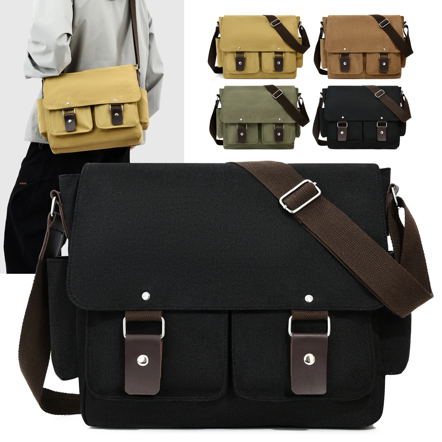 Мужская холщовая сумка-мессенджер в стиле ретро — повседневный слинг через плечо с регулируемым ремешком для использования на открытом воздухе и в путешествиях
Мужская холщовая сумка-мессенджер в стиле ретро — повседневный слинг через плечо с регулируемым ремешком для использования на открытом воздухе и в путешествиях