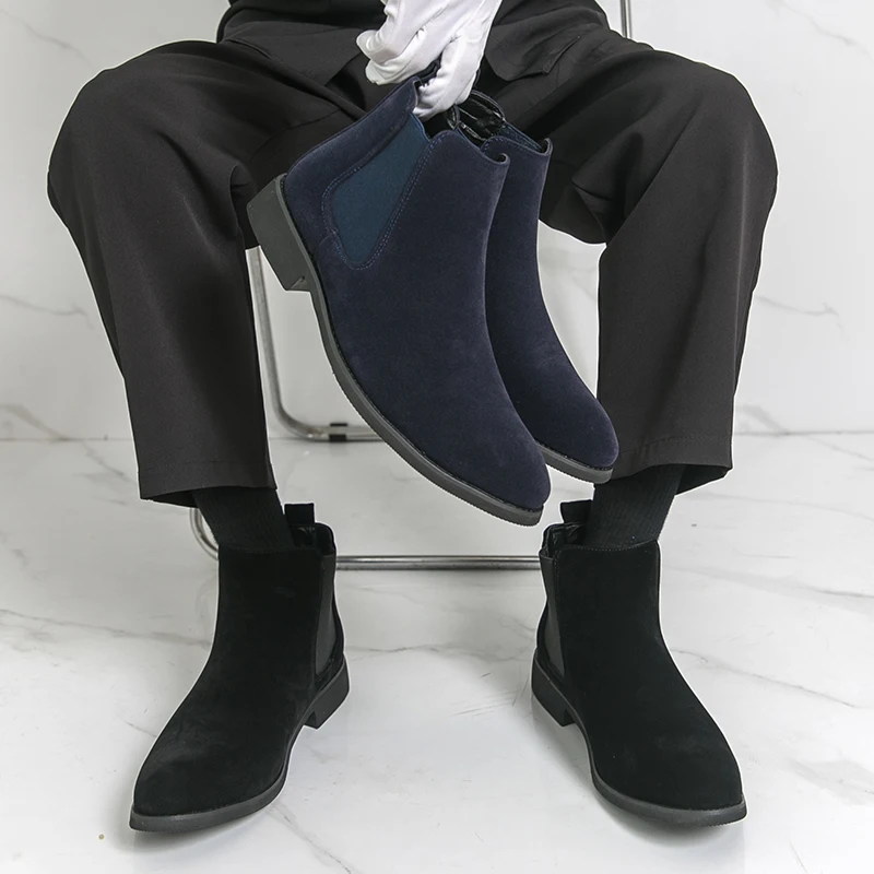 Men Boots Casual Business Chelsea Boots Black Blue British One-foot Comfortable High-top Fashionable Pointed-toe Brand Boots Men
Men Boots Casual Business Chelsea Boots Black Blue British One-foot Comfortable High-top Fashionable Pointed-toe Brand Boots Men