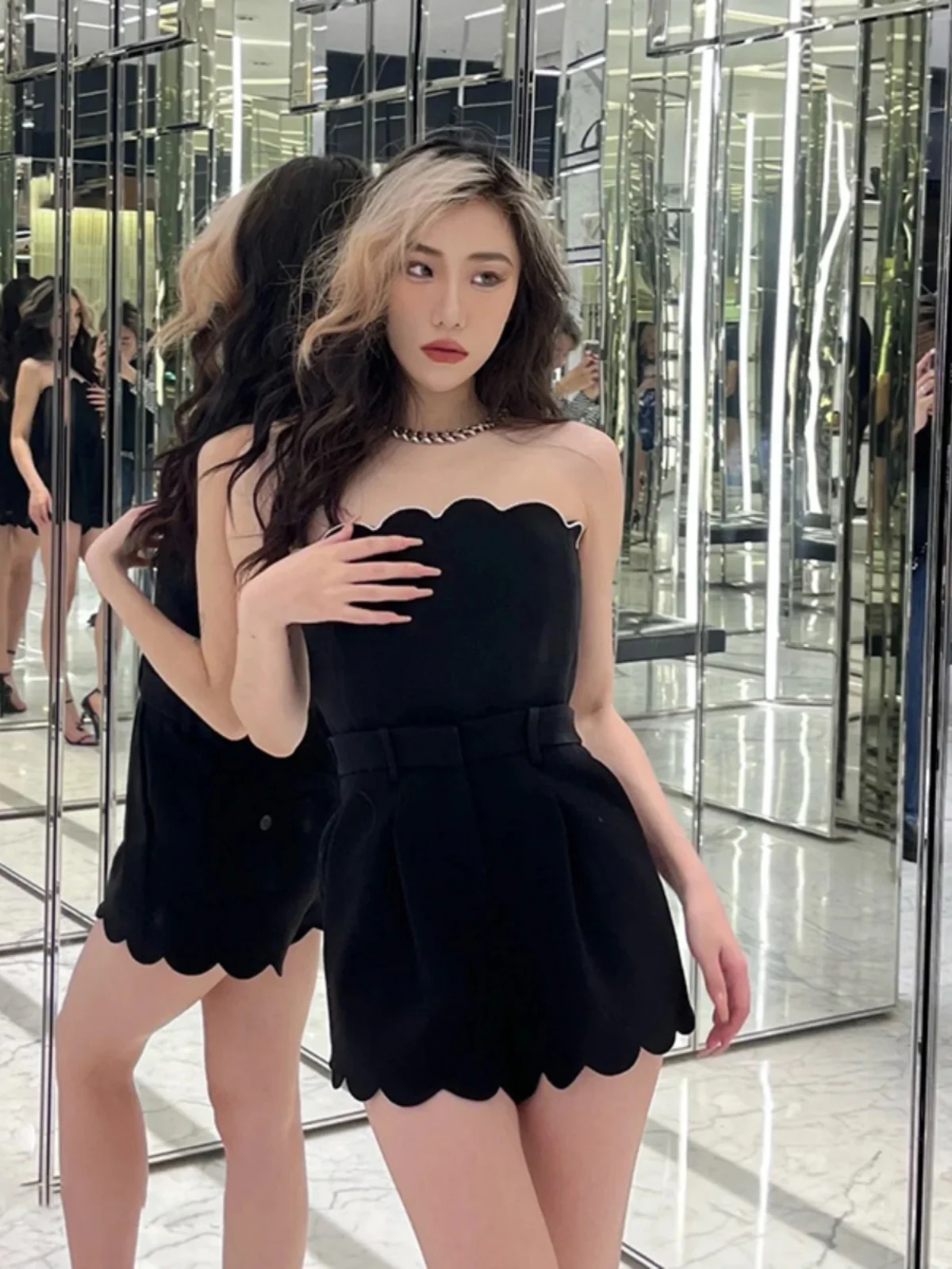 Ele Slimming Diamond Lace Trimed Off-oulder Bodysuit Waist-Cinched or One-Piece Pants Straight Cut mid Waist
Ele Slimming Diamond Lace Trimed Off-oulder Bodysuit Waist-Cinched or One-Piece Pants Straight Cut mid Waist