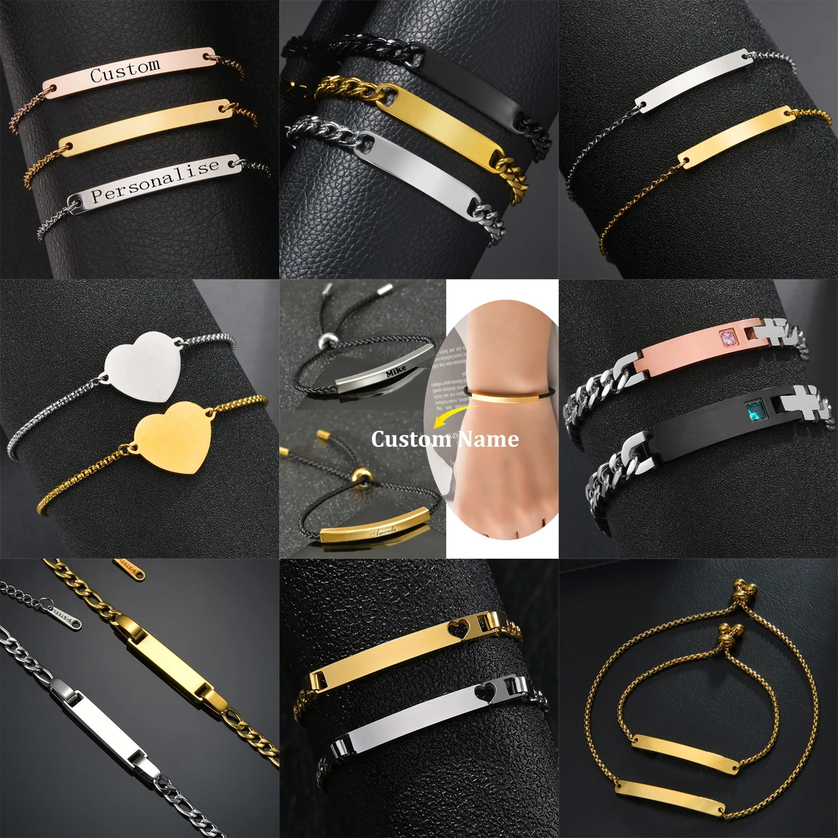 Multi Styles Personalized Custom Name Text Bracelets For Women Men Kids Stainless Steel Thick Chain Couple Birthday Jewelry Gift
Multi Styles Personalized Custom Name Text Bracelets For Women Men Kids Stainless Steel Thick Chain Couple Birthday Jewelry Gift