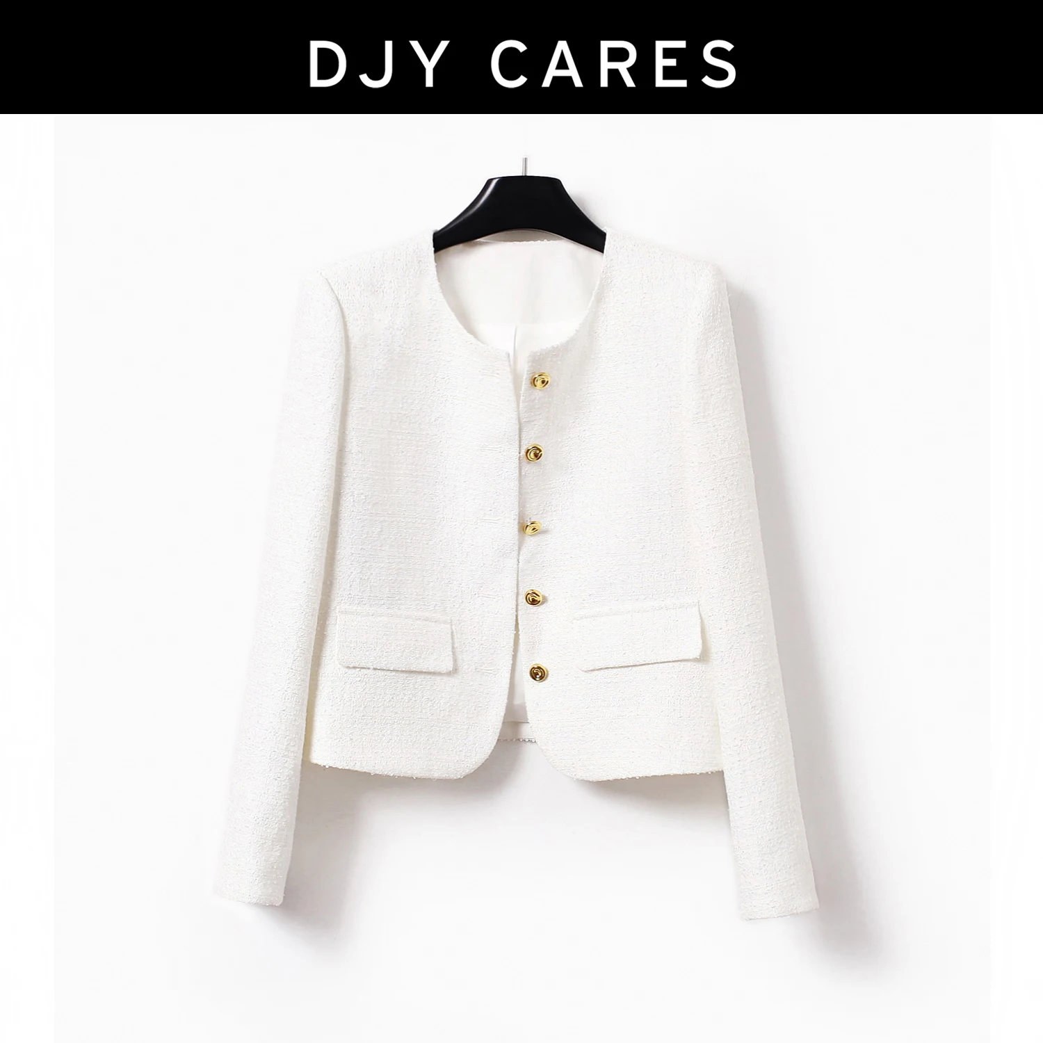 New Rough woolen simple heavy metal buckle white coat versatile top big sie
New Rough woolen simple heavy metal buckle white coat versatile top big sie