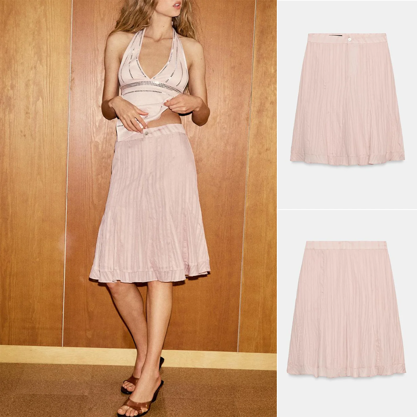 Summer New Women's Midi Skirt Folded Zipper Waist Design A-Line Shape Polyester Fabric Ladies Fashion Skirts
Summer New Women's Midi Skirt Folded Zipper Waist Design A-Line Shape Polyester Fabric Ladies Fashion Skirts