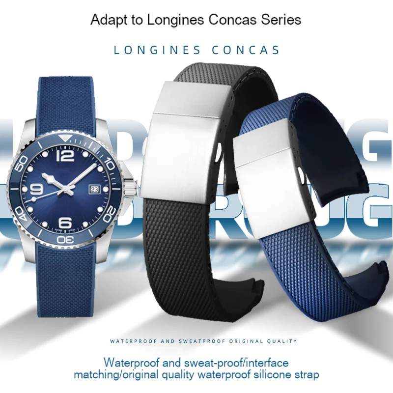 Rubber strap For Longines Comcast Conquest silicone diving L3.742/781/642 644 series men's sports watch chain bracelet 21mm
Rubber strap For Longines Comcast Conquest silicone diving L3.742/781/642 644 series men's sports watch chain bracelet 21mm