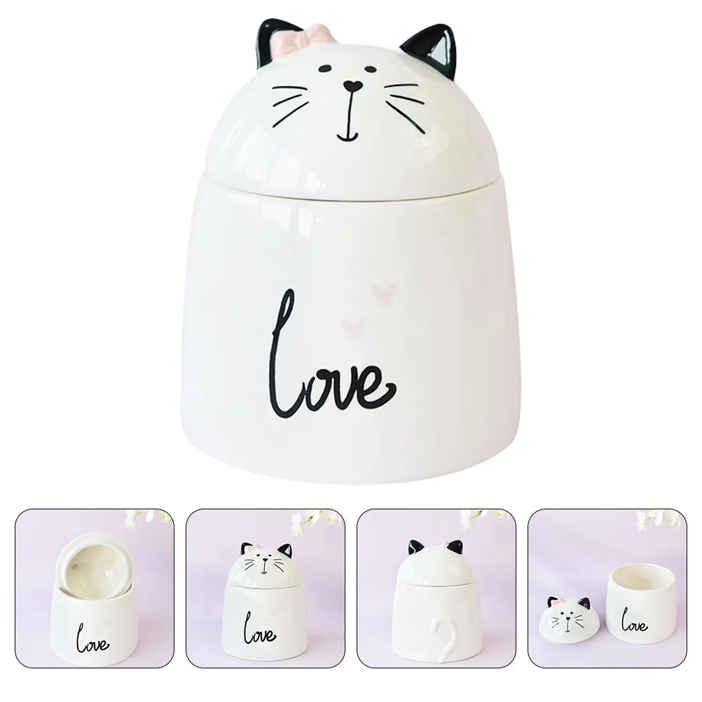 Canister Jar with Lid Cat Designed Kitchen Storage Canisters Ceramic Food Spices Jars Cute Treat Candy Sugar Treats Shaped
Canister Jar with Lid Cat Designed Kitchen Storage Canisters Ceramic Food Spices Jars Cute Treat Candy Sugar Treats Shaped