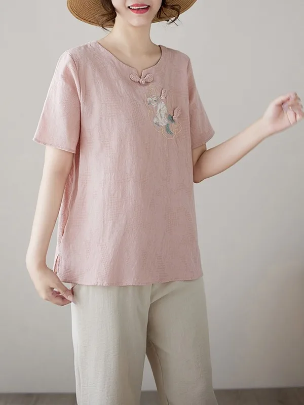 Ele Cotton Linen Faion Set with Embroidery ort Sve T-irt Elastic Waist Seven-Quarter Harem Pants Loose Two-Piece...
Ele Cotton Linen Faion Set with Embroidery ort Sve T-irt Elastic Waist Seven-Quarter Harem Pants Loose Two-Piece...