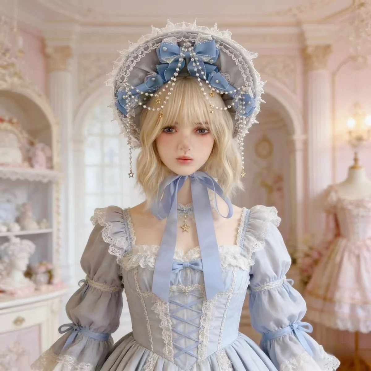 Pastel Blue Lolita KC Hair Set Mini Top Hat BNT Bonnet Headband Women's Lace Bow Hair Accessories
Pastel Blue Lolita KC Hair Set Mini Top Hat BNT Bonnet Headband Women's Lace Bow Hair Accessories